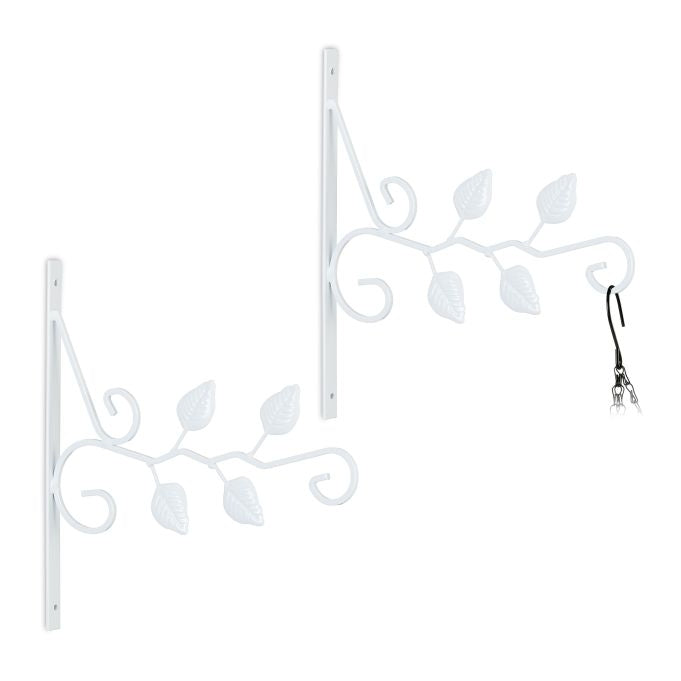 Set of 2 Hanging Basket Brackets Leaves