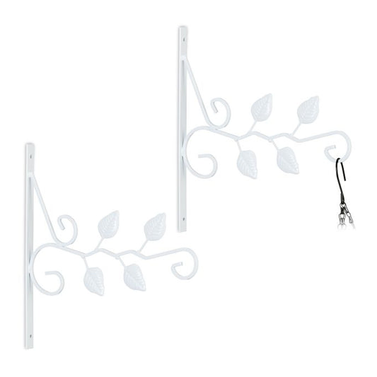 Set of 2 Hanging Basket Brackets Leaves