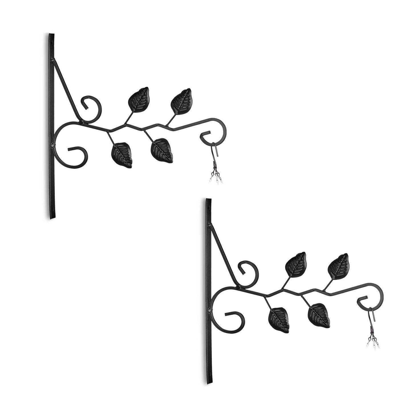 Set of 2 Hanging Basket Brackets Leaves