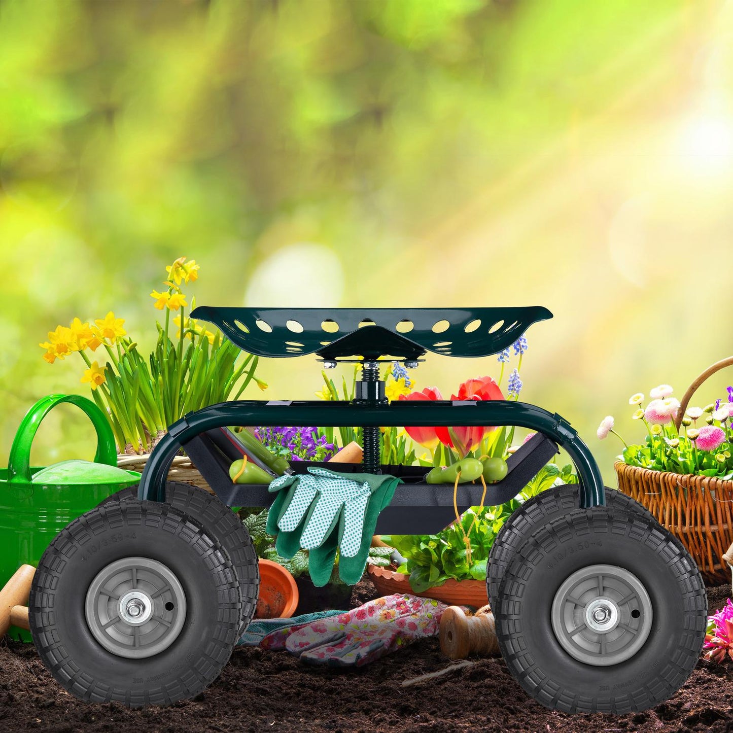 Set of 2 PU wheelbarrow tires 4.1/3.5-4