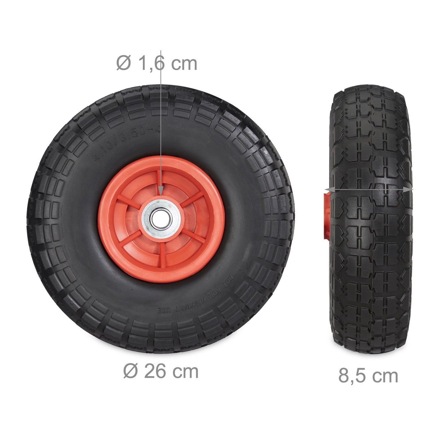 Set of 2 PU wheelbarrow tires 4.1/3.5-4