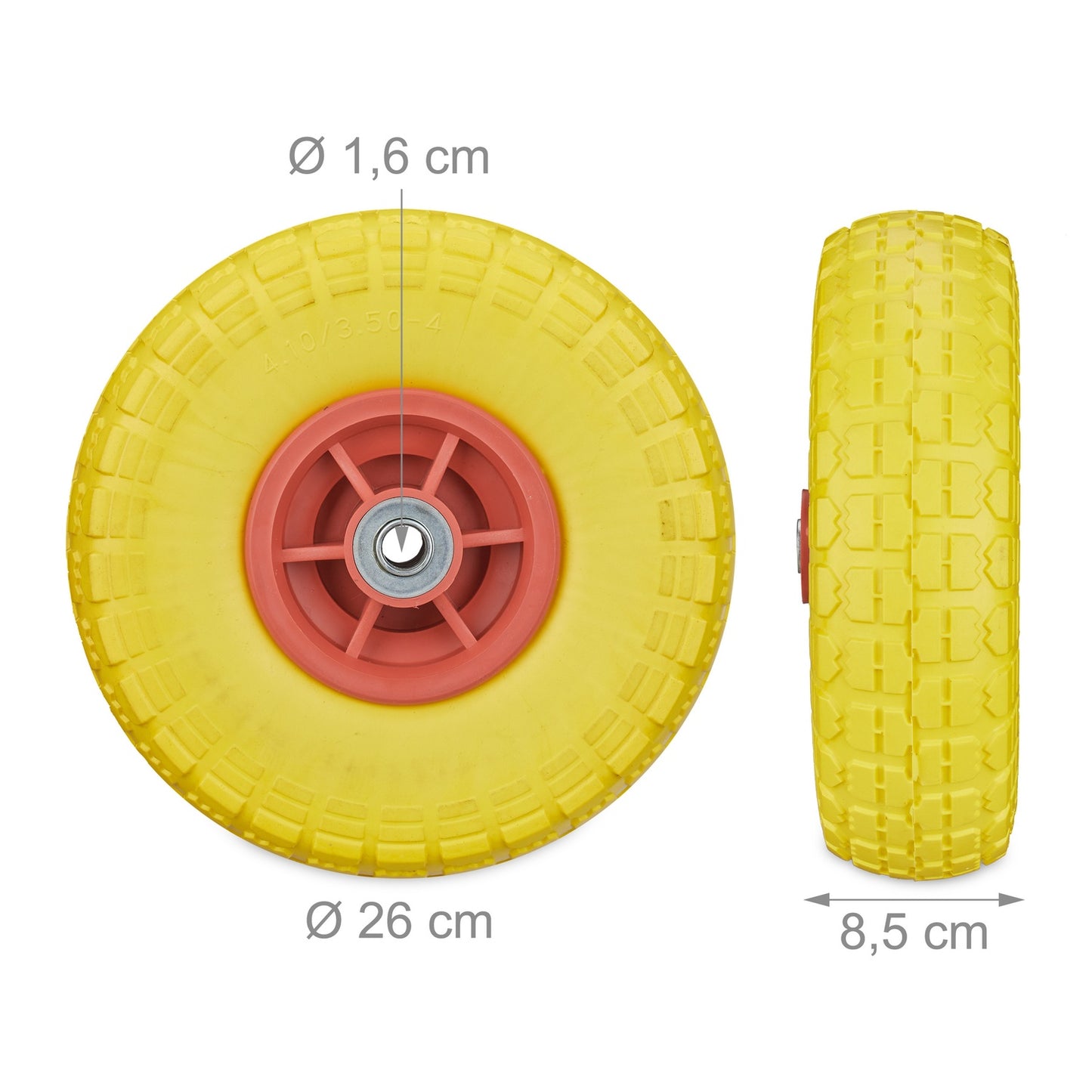 Set of 2 PU Wheelbarrow Tyres 4.1/3.5-4