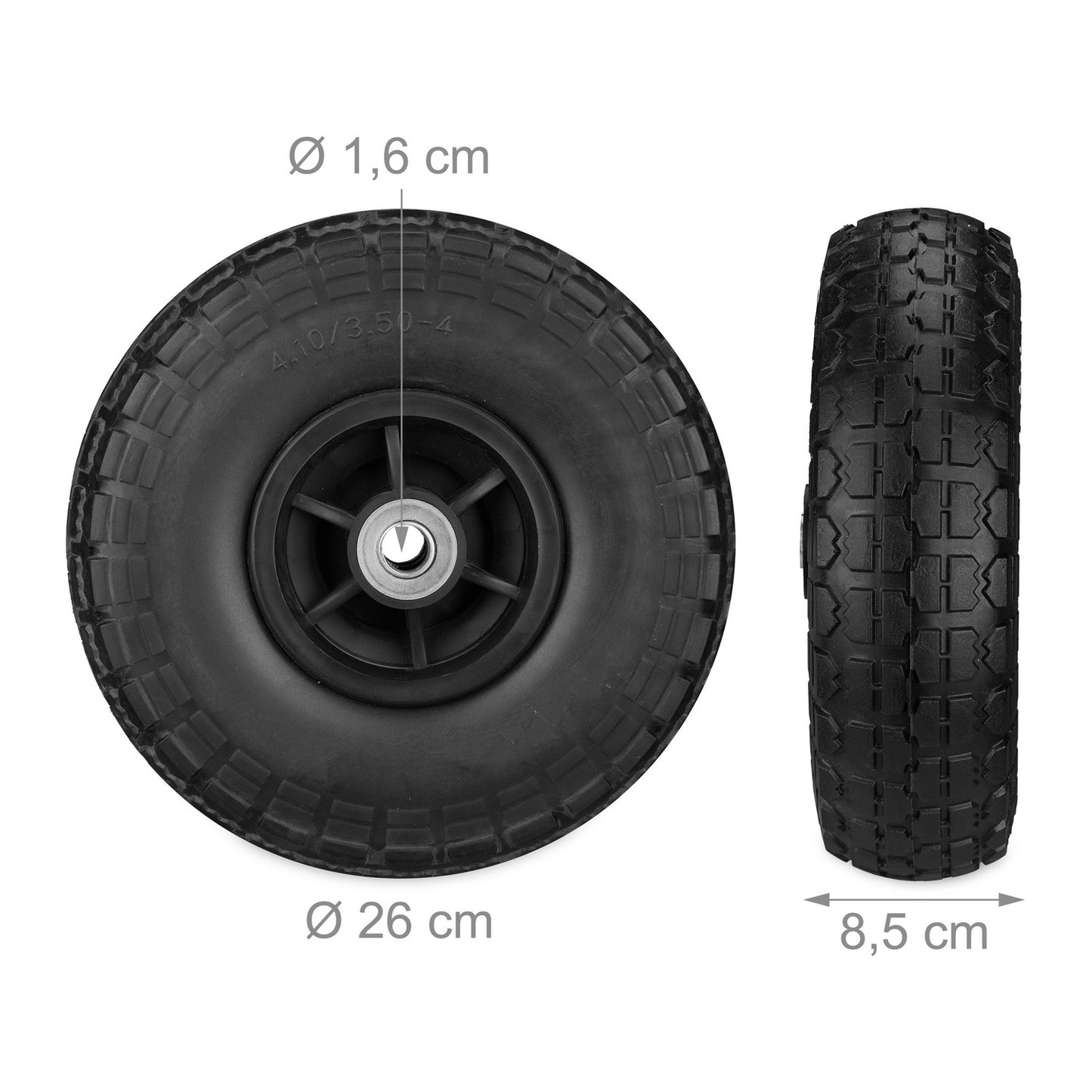 Set of 2 PU Wheelbarrow Tyres 4.1/3.5-4