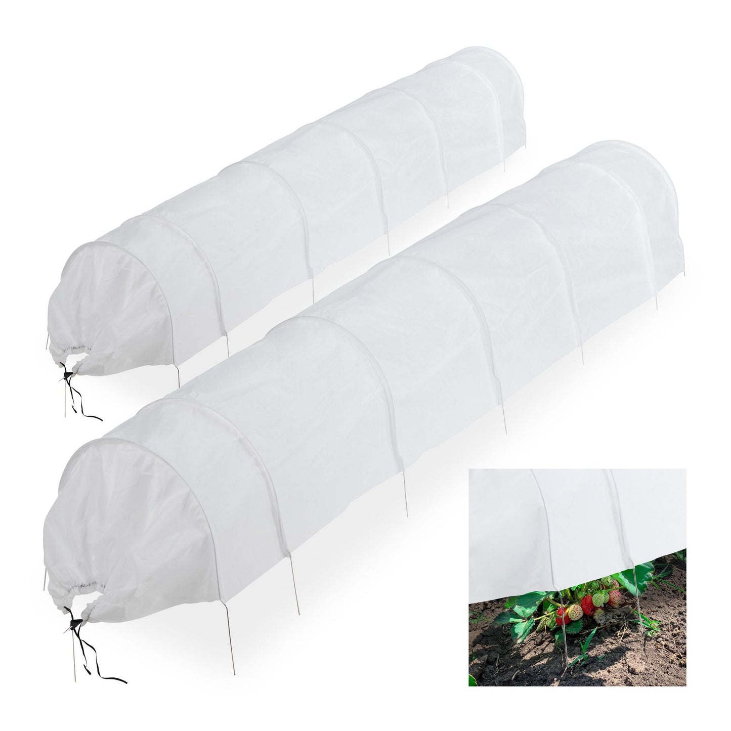 Set of 2 PVC Grow Tunnels 3.4 m