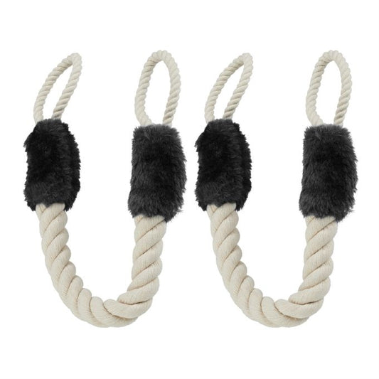 Set of 2 Rope Door Stoppers in Black