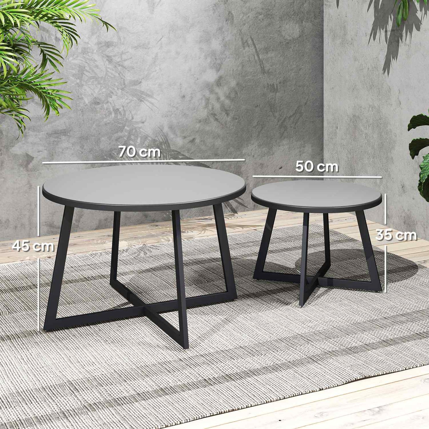 Outdoor Stackable Glass Side Tables - Round, Weather Resistant