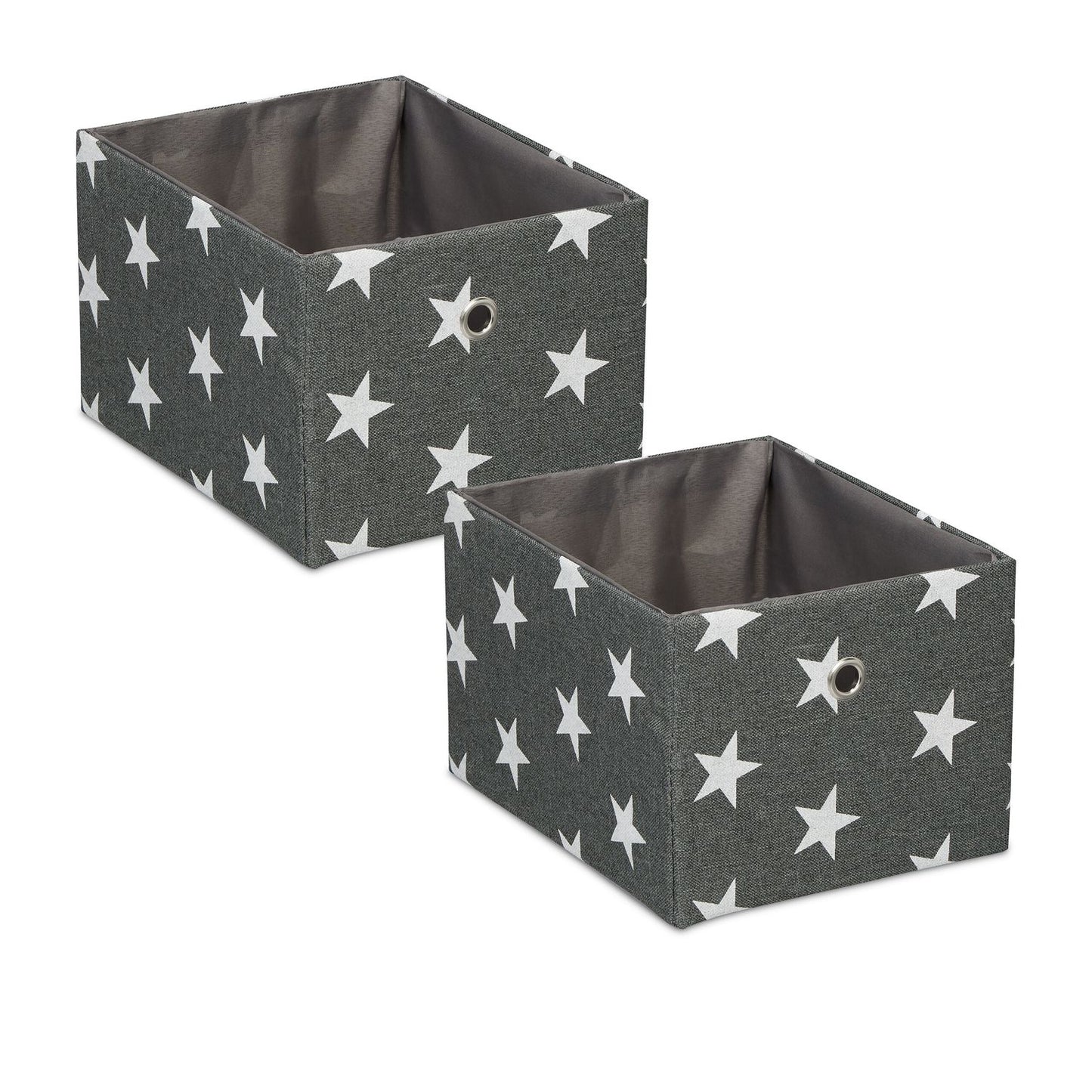 Set of 2 Star Motif Storage Boxes, Fabric Organizers