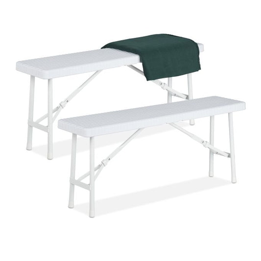 Set of 2 White Picnic Benches