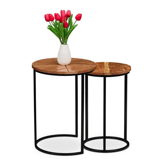 Set of 2 acacia tables