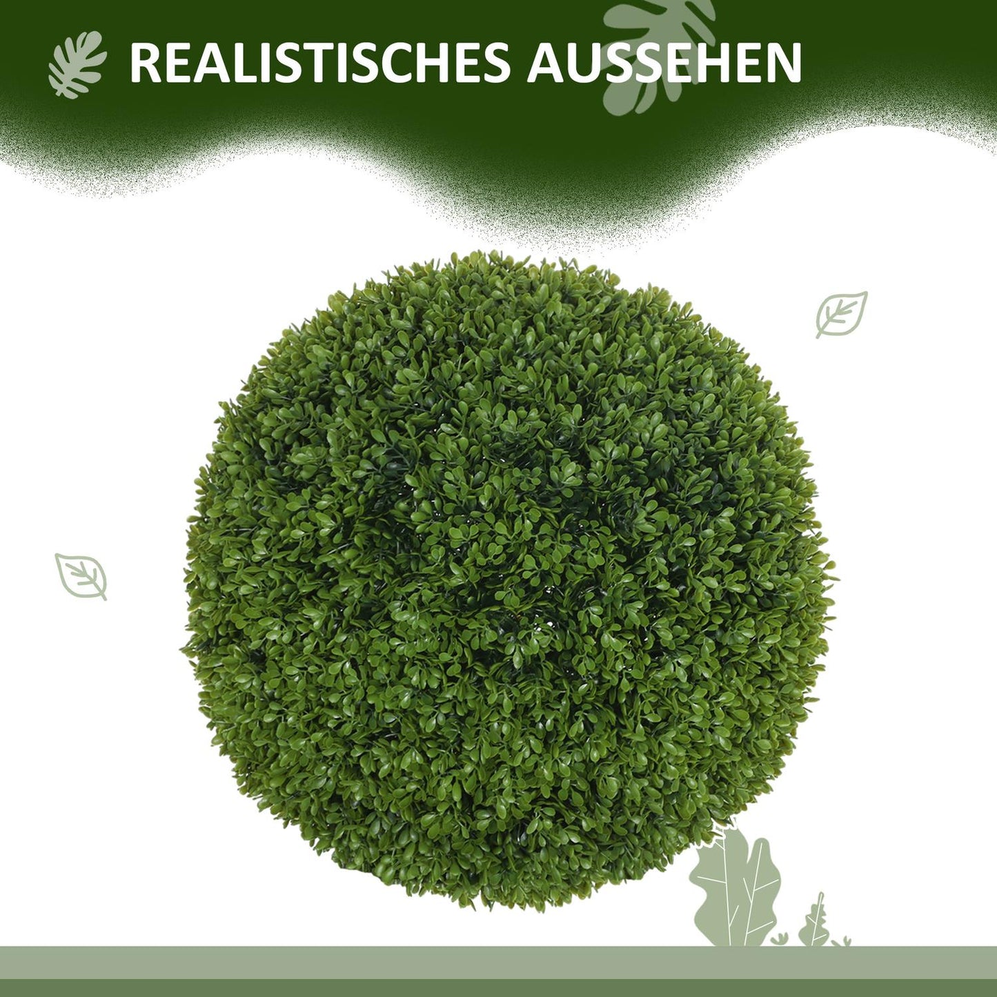 Set of 2 artificial boxwood balls 40cm for indoor/outdoor decor