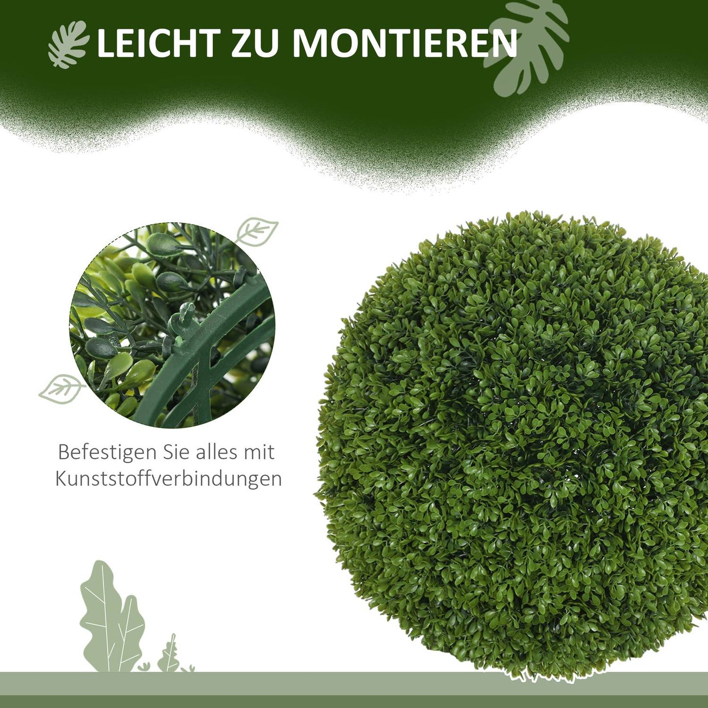 Set of 2 artificial boxwood balls 40cm for indoor/outdoor decor