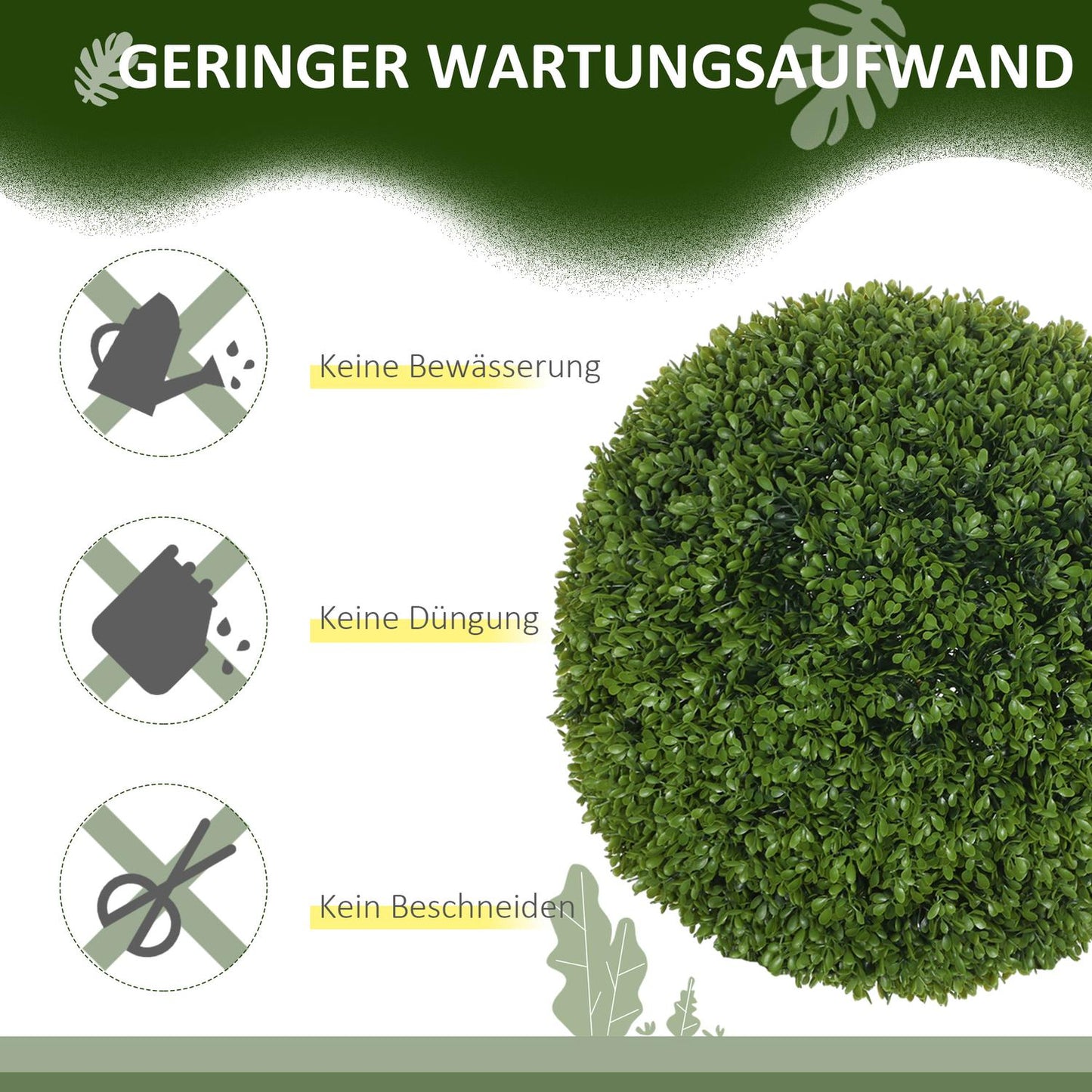 Set of 2 artificial boxwood balls 40cm for indoor/outdoor decor