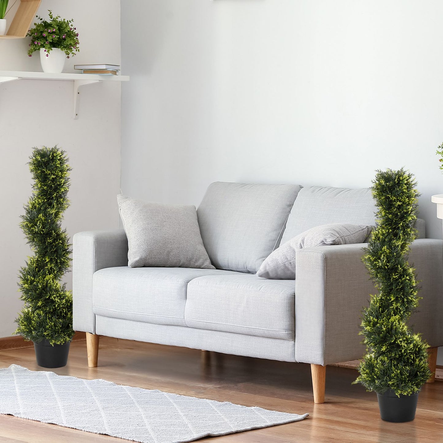 Large 90 cm spiral cedar plant in pot - indoor/outdoor decor