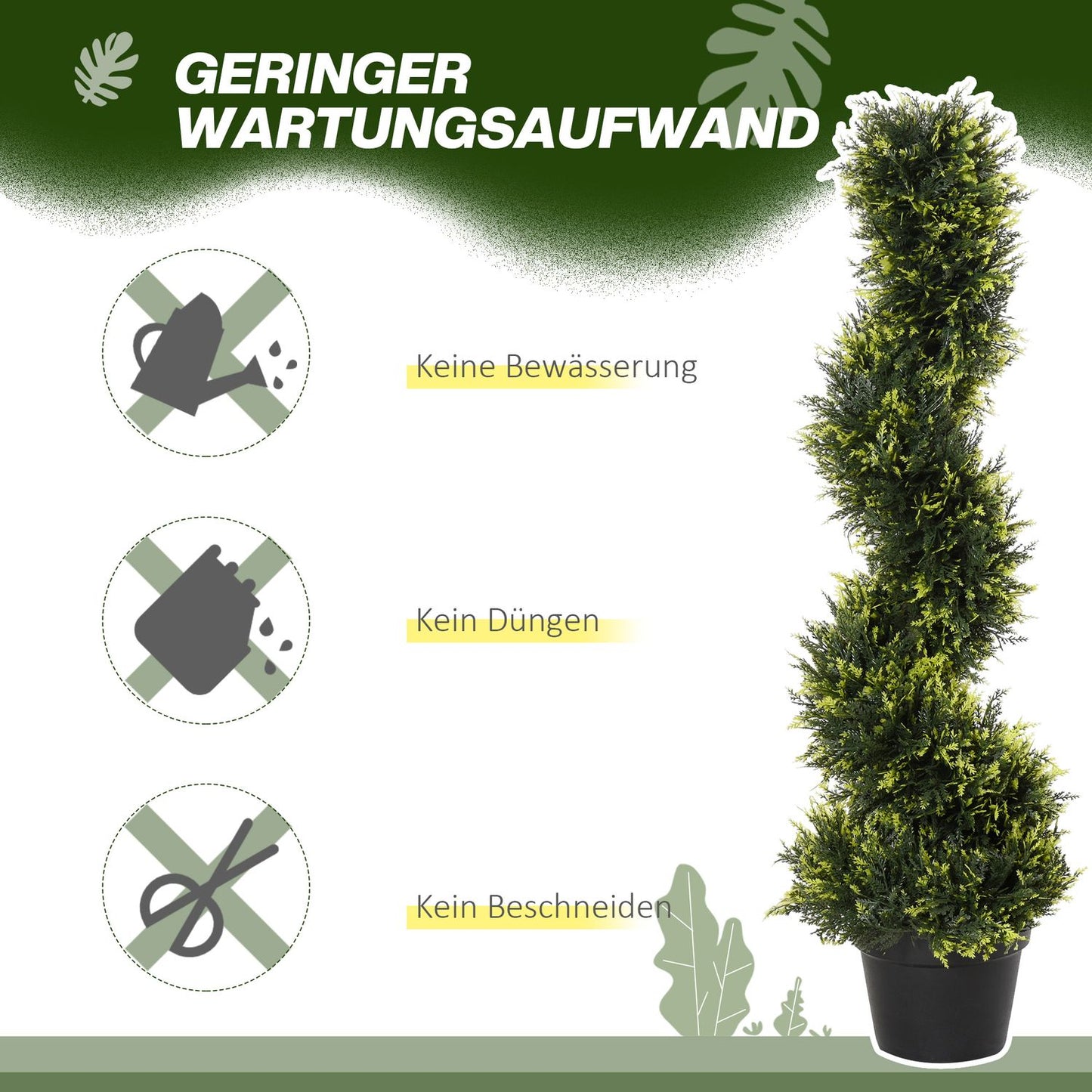 Large 90 cm spiral cedar plant in pot - indoor/outdoor decor