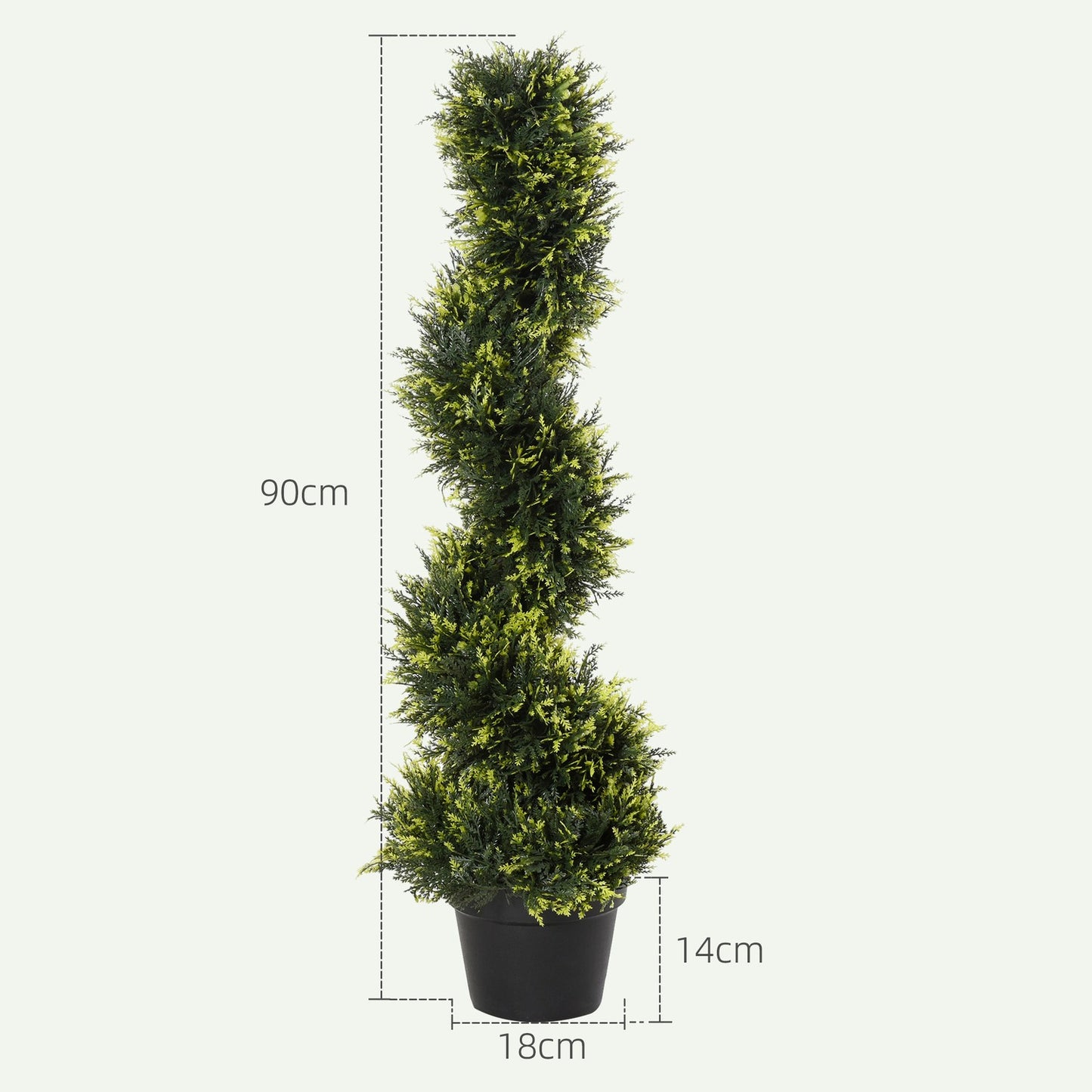 Large 90 cm spiral cedar plant in pot - indoor/outdoor decor