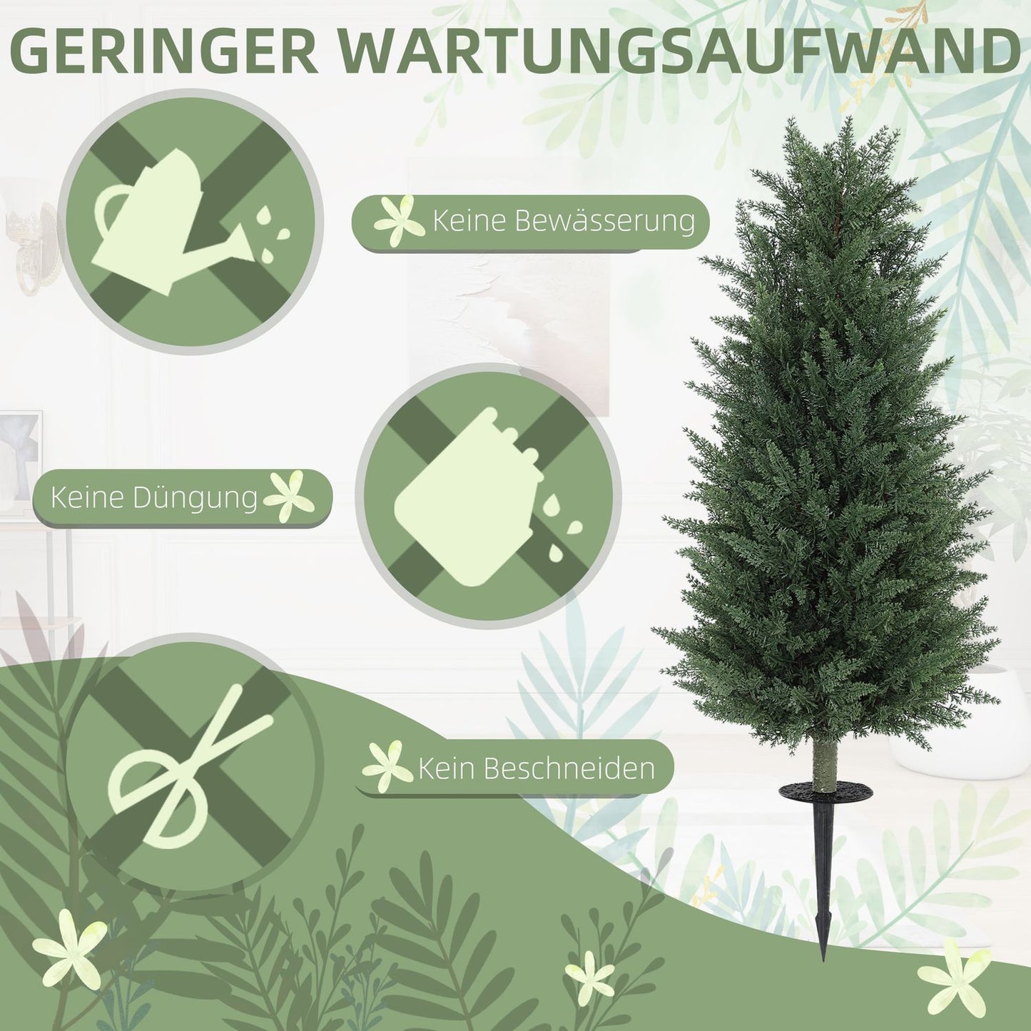 Artificial Cypress Trees Set, 831 UV-Resistant Leaves Each