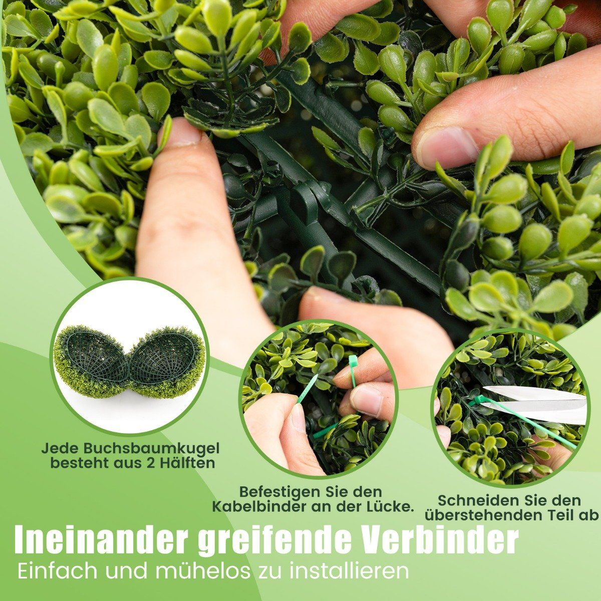 Set of 2 boxwood balls, 50 cm, boxwood balls, UV-resistant, decorative ball plants for the home