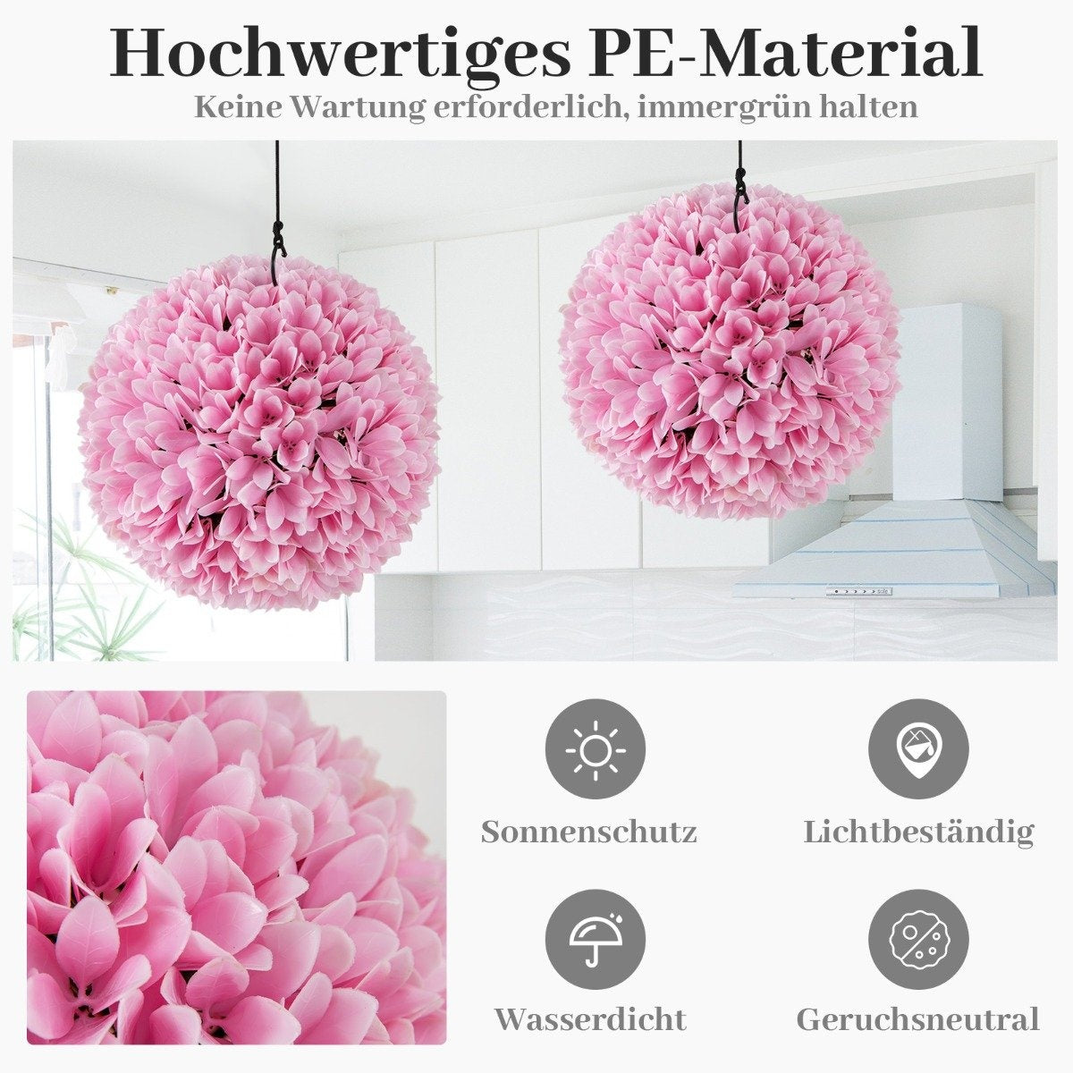 Set of 2 boxwood balls, UV-resistant decorative balls, topiary artificial plant, decorative plant, diameter 28 cm, pink