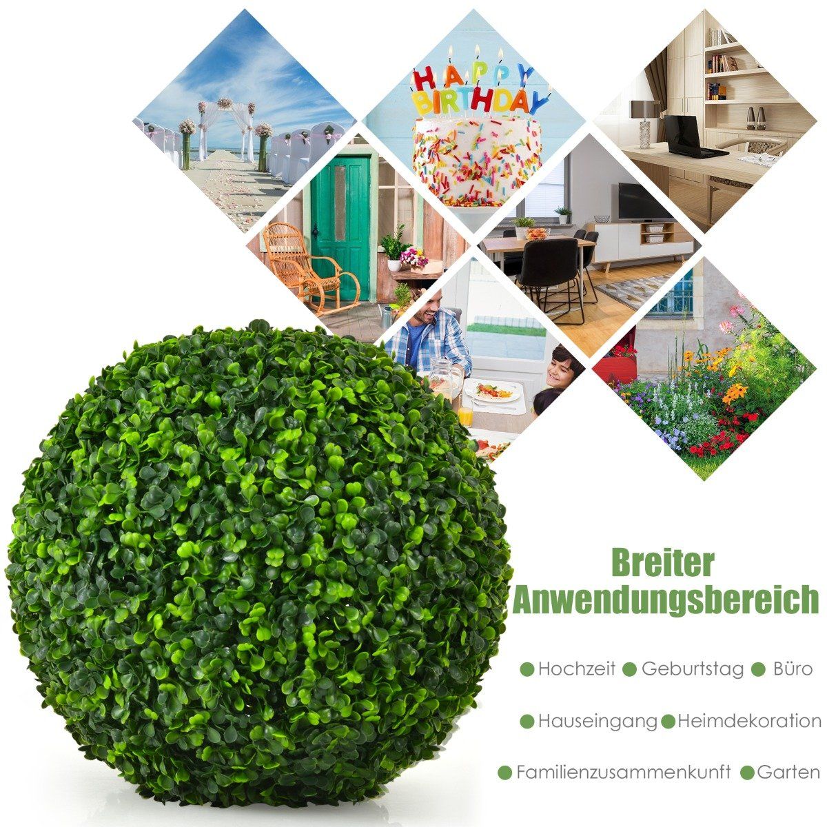 Set of 2 boxwood balls, boxwood balls, UV-resistant topiary, artificial plant, decorative plant