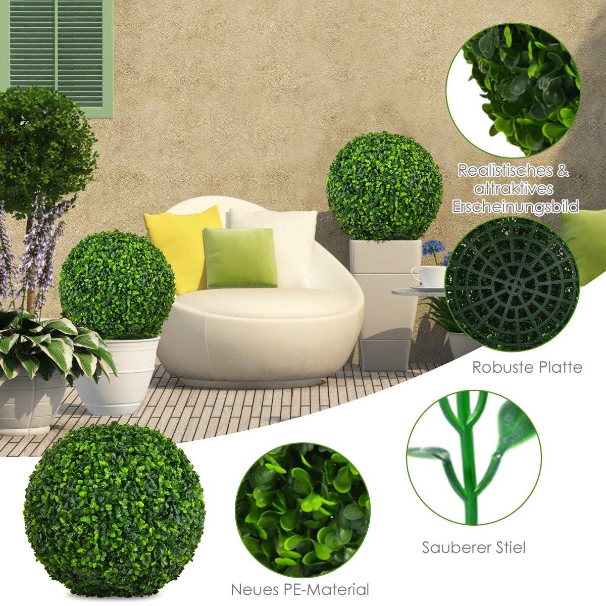 Set of 2 boxwood balls, boxwood balls, UV-resistant topiary, artificial plant, decorative plant