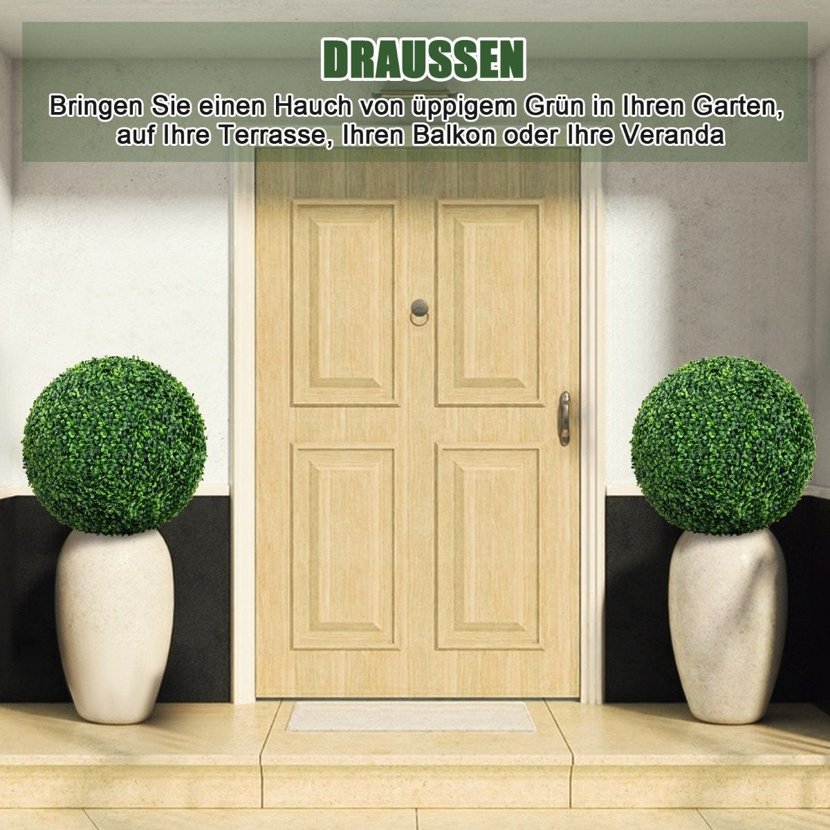 Set of 2 boxwood balls, boxwood balls, UV-resistant topiary, artificial plant, decorative plant, dark green