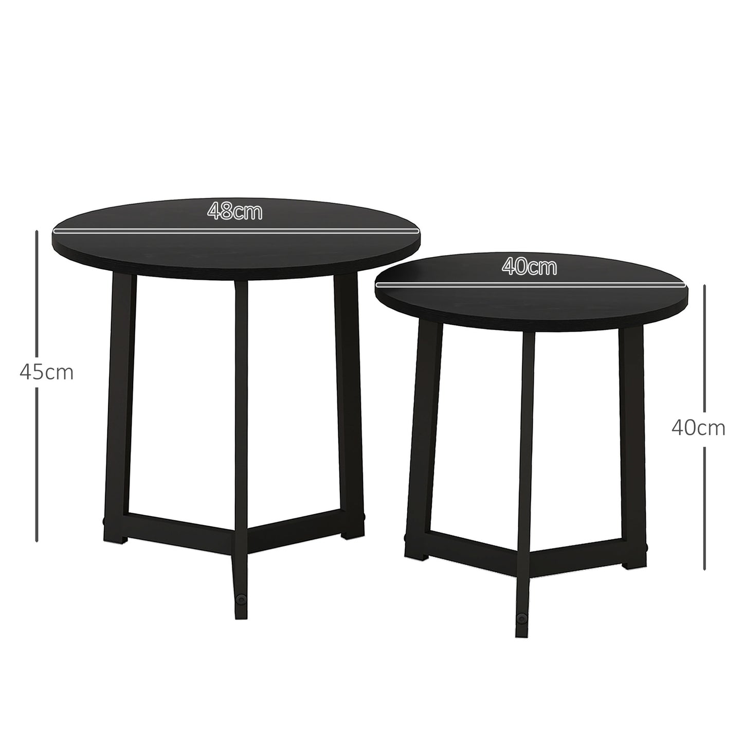 Round coffee table with steel frame - modern black design
