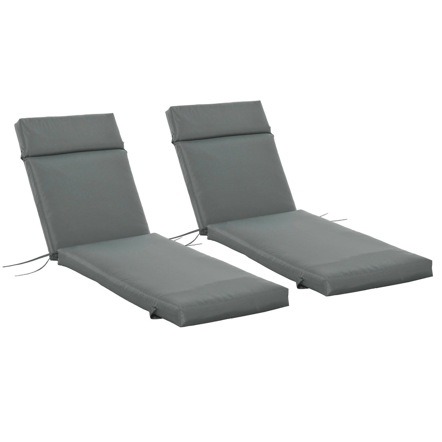 Outdoor deckchair cushions, 8 cm thick, dark grey, 196x55 cm