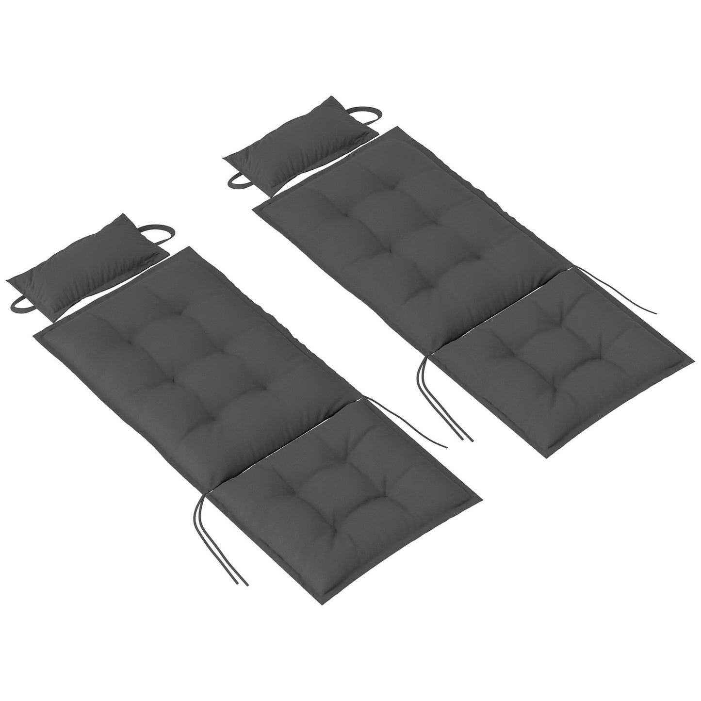 Water repellent dark gray sun lounger cushions - set of 2
