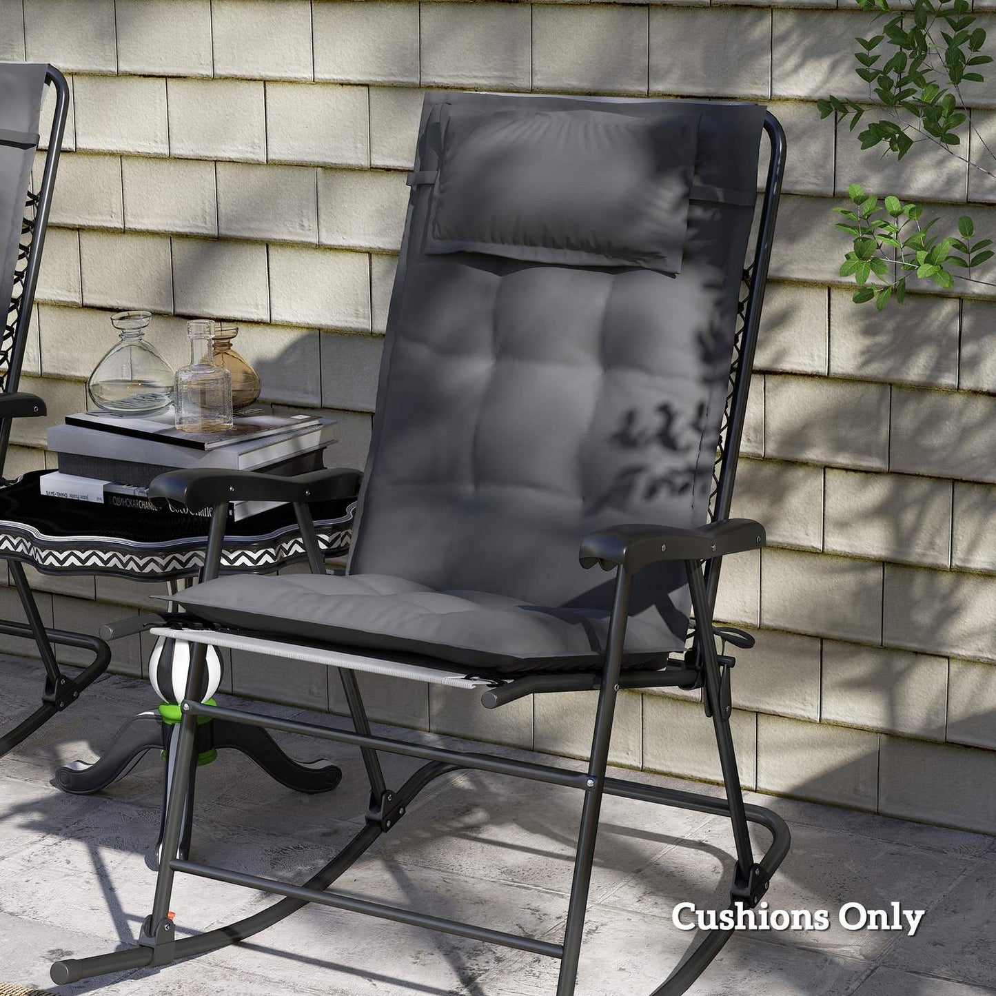 Water repellent dark gray sun lounger cushions - set of 2