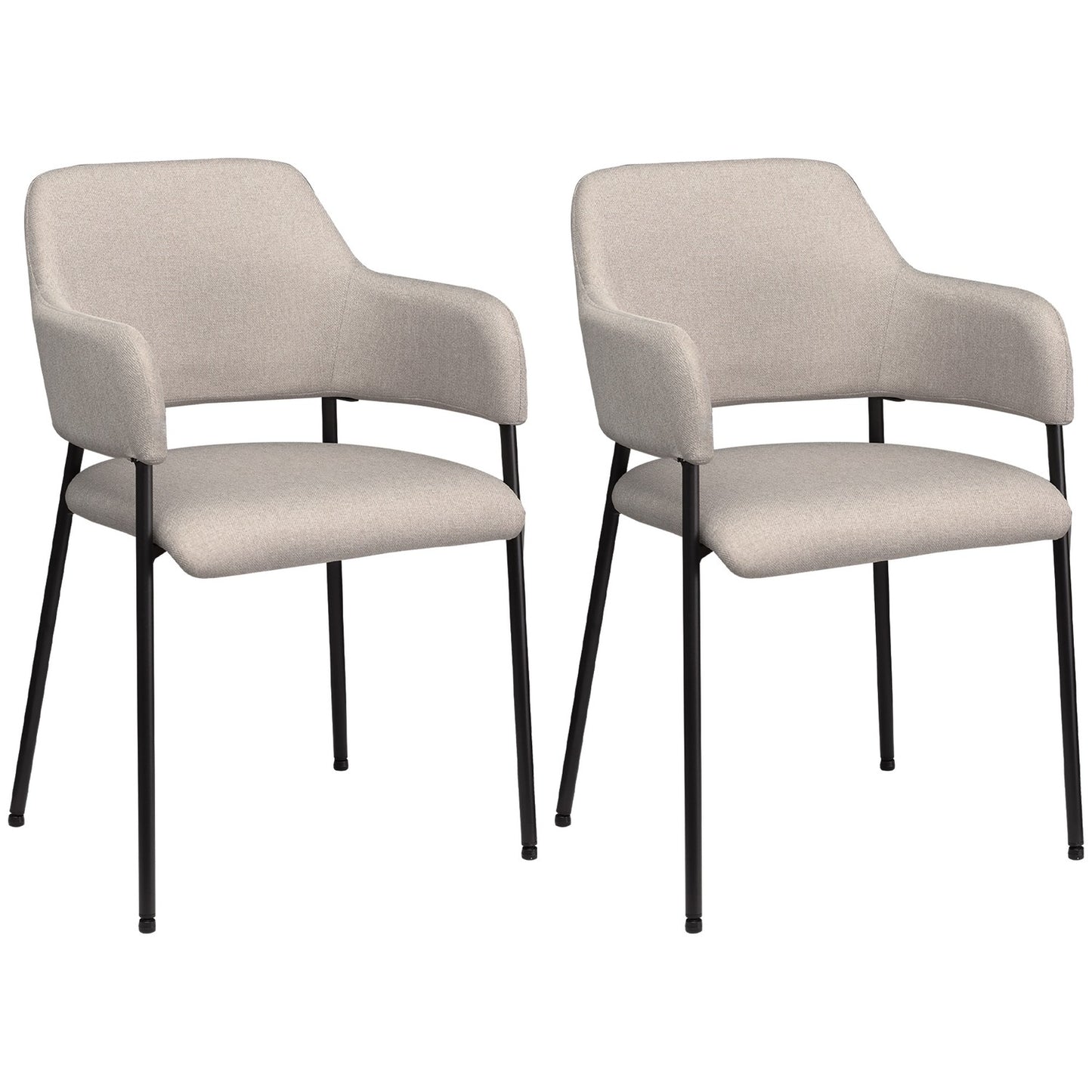 Beige upholstered dining chairs, set of 2 - Steel legs, 54x54x84 cm