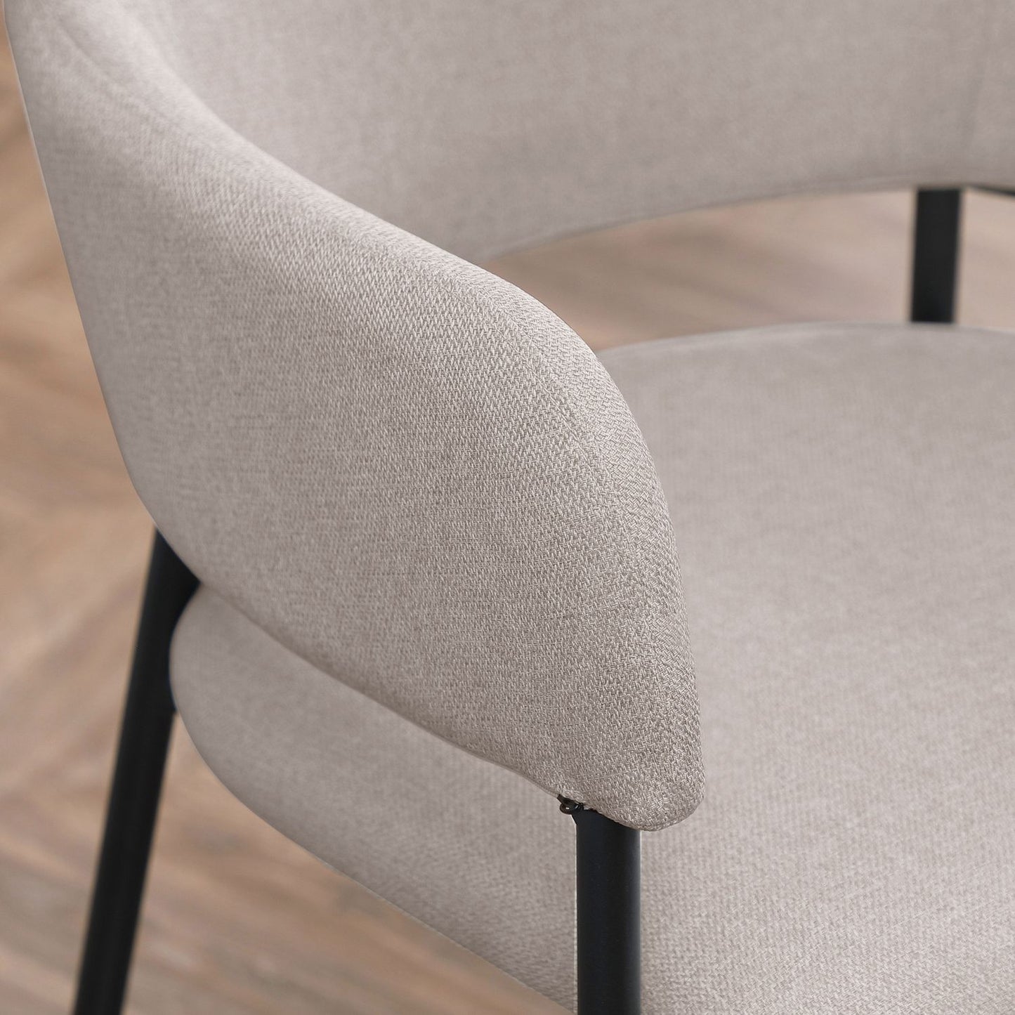 Beige upholstered dining chairs, set of 2 - Steel legs, 54x54x84 cm