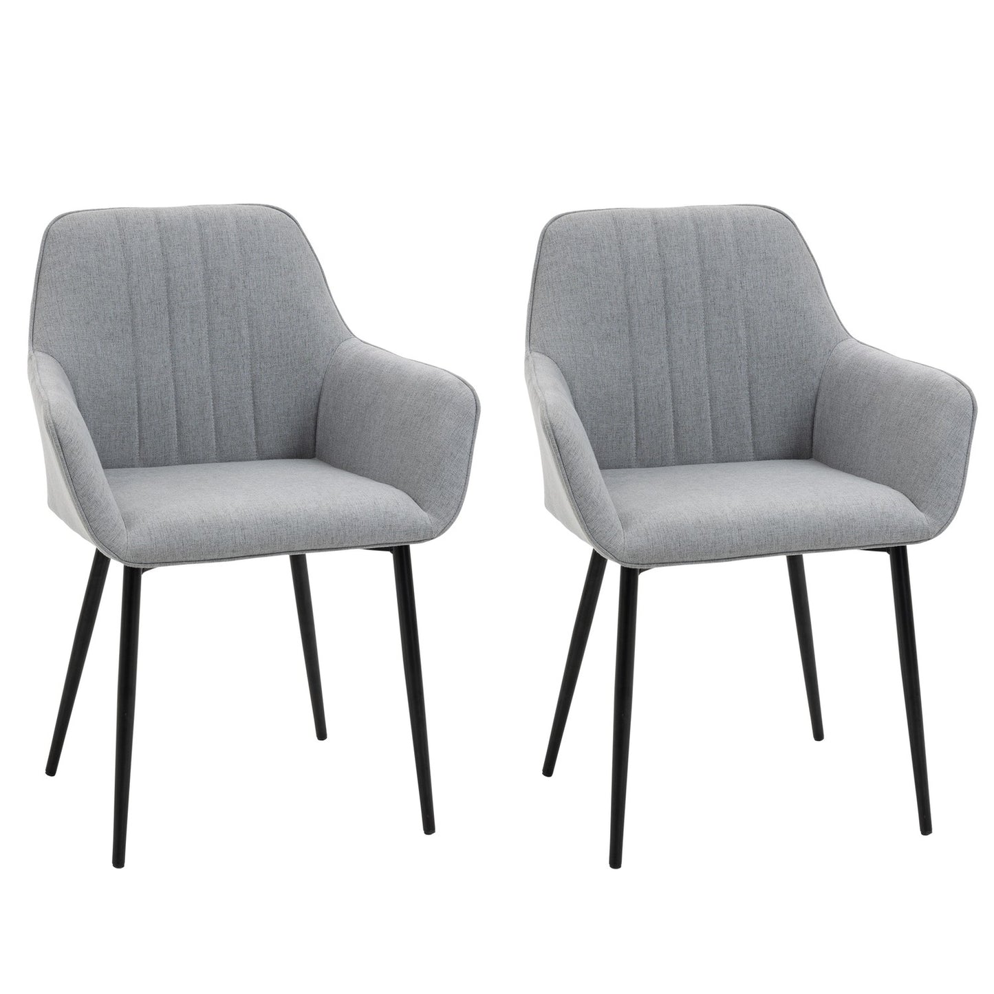 Light gray upholstered dining chairs, set of 2, linen covers