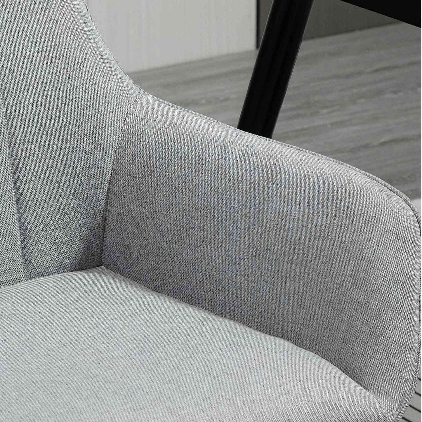 Light gray upholstered dining chairs, set of 2, linen covers