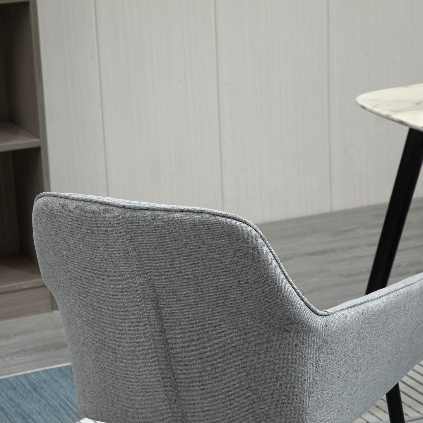 Light gray upholstered dining chairs, set of 2, linen covers