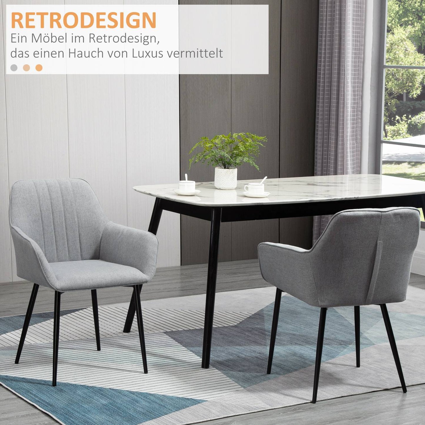 Light gray upholstered dining chairs, set of 2, linen covers