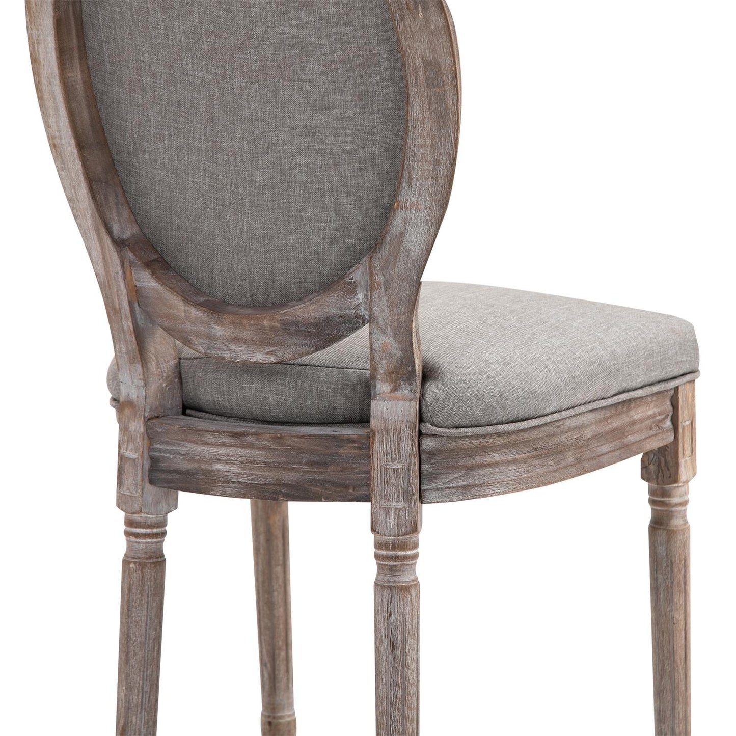 Gray retro dining chairs, upholstered, breathable linen, set of 2