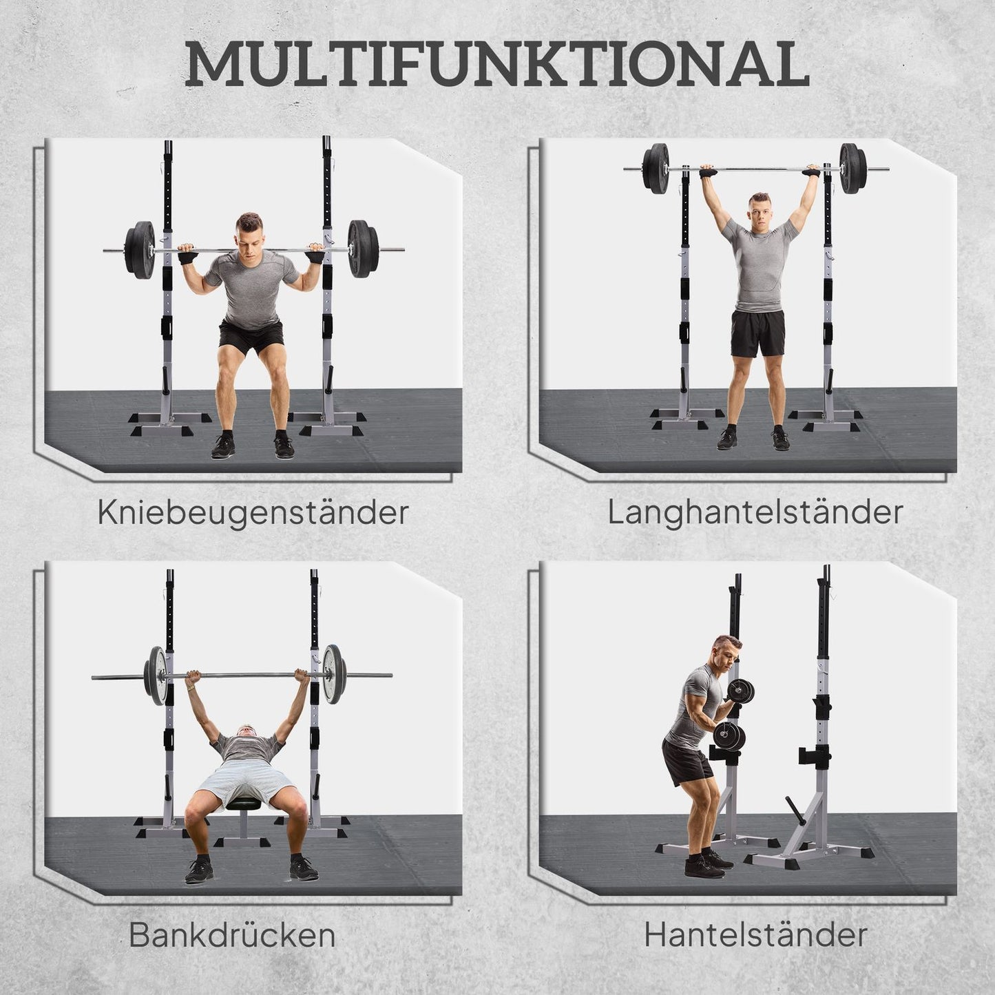 Adjustable 3-level steel dumbbell and barbell rack