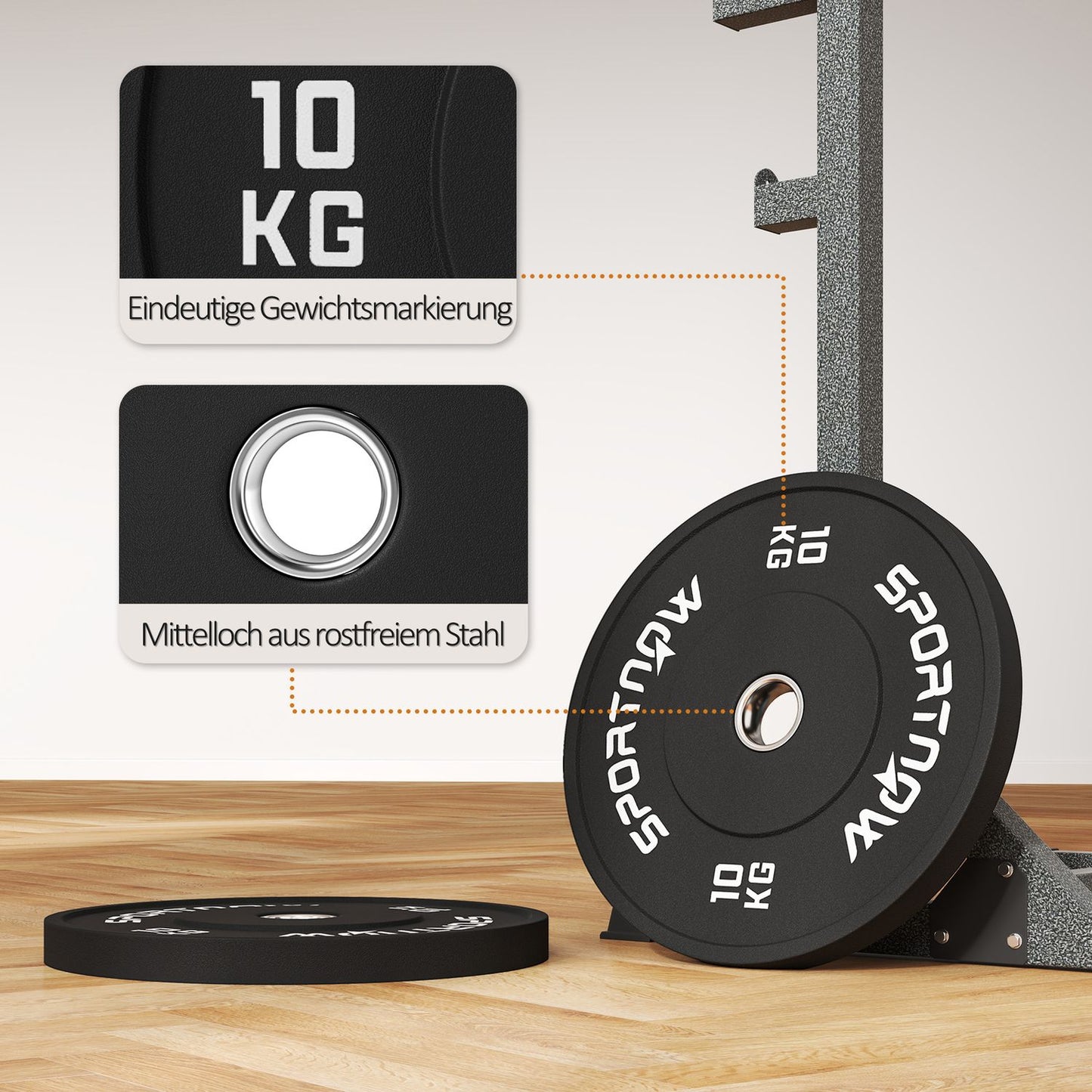 Dumbbell Weight Plates Set, 2x10kg, Ø 50mm, Black