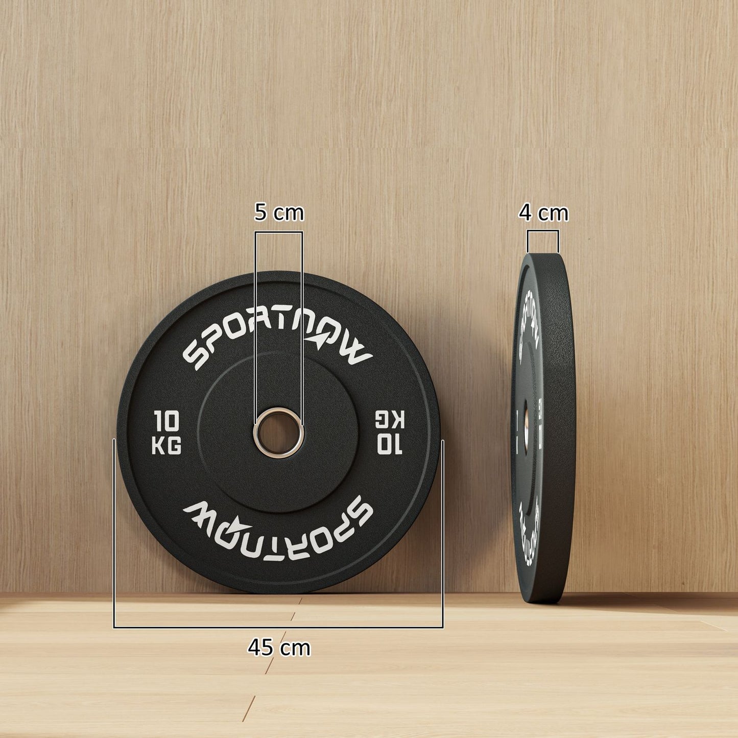 Dumbbell Weight Plates Set, 2x10kg, Ø 50mm, Black