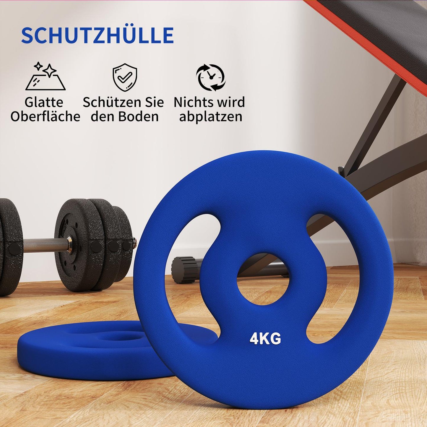 Dumbbell weight set, 2 x 4 kg, blue, fits 30 mm bar