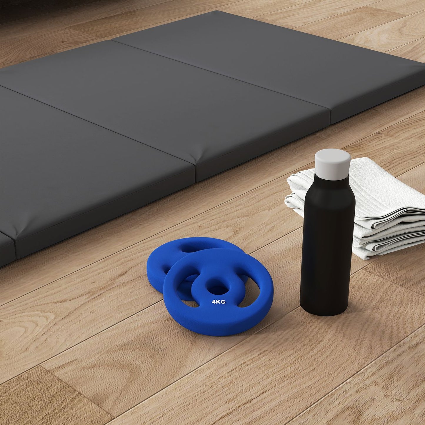 Dumbbell weight set, 2 x 4 kg, blue, fits 30 mm bar