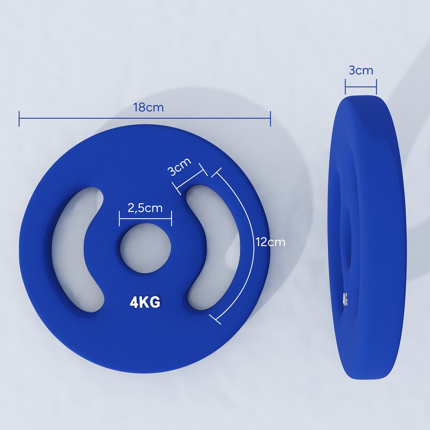 Dumbbell weight set, 2 x 4 kg, blue, fits 30 mm bar