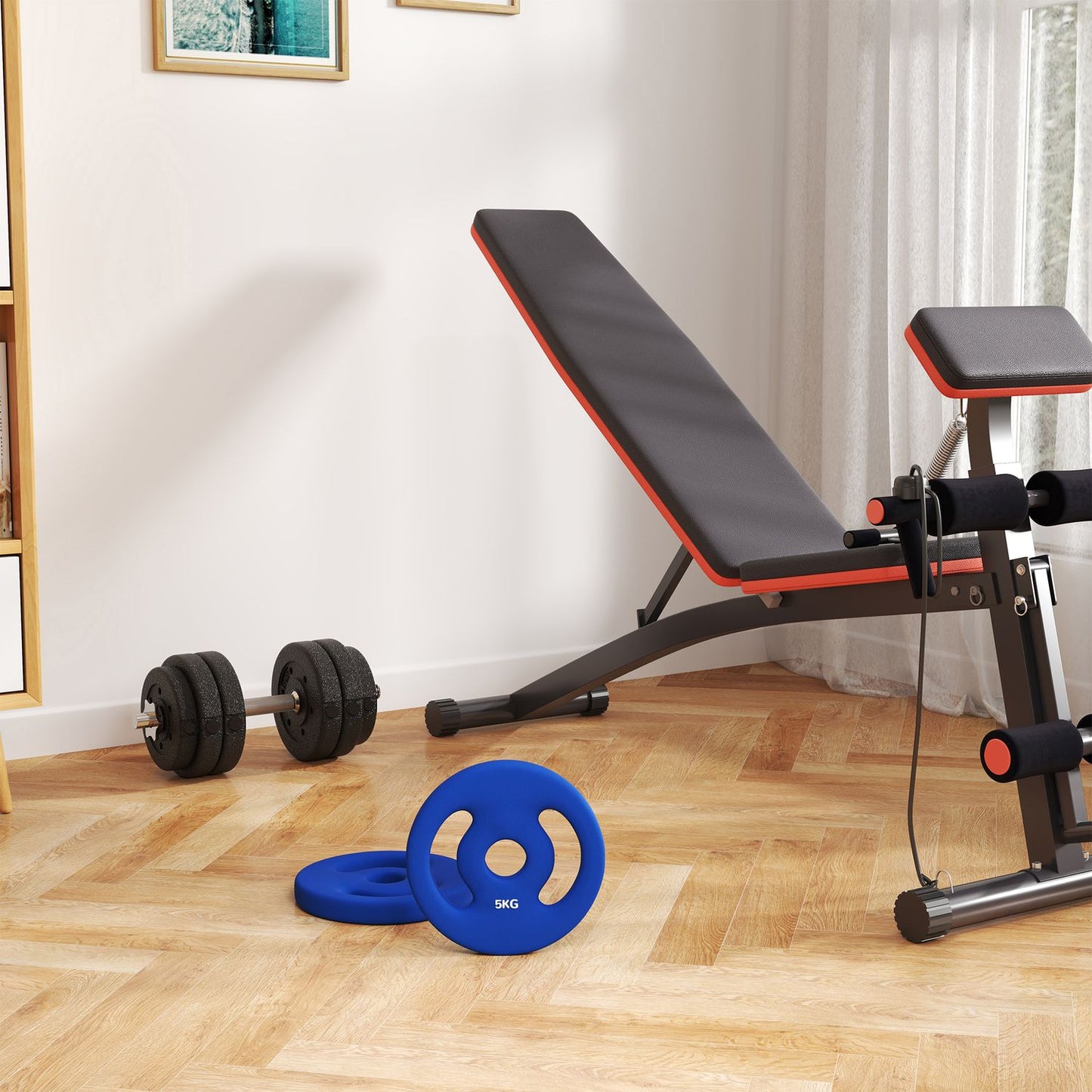 2 x 5 kg Blue Dumbbell Weight plates, 30 mm Drilling