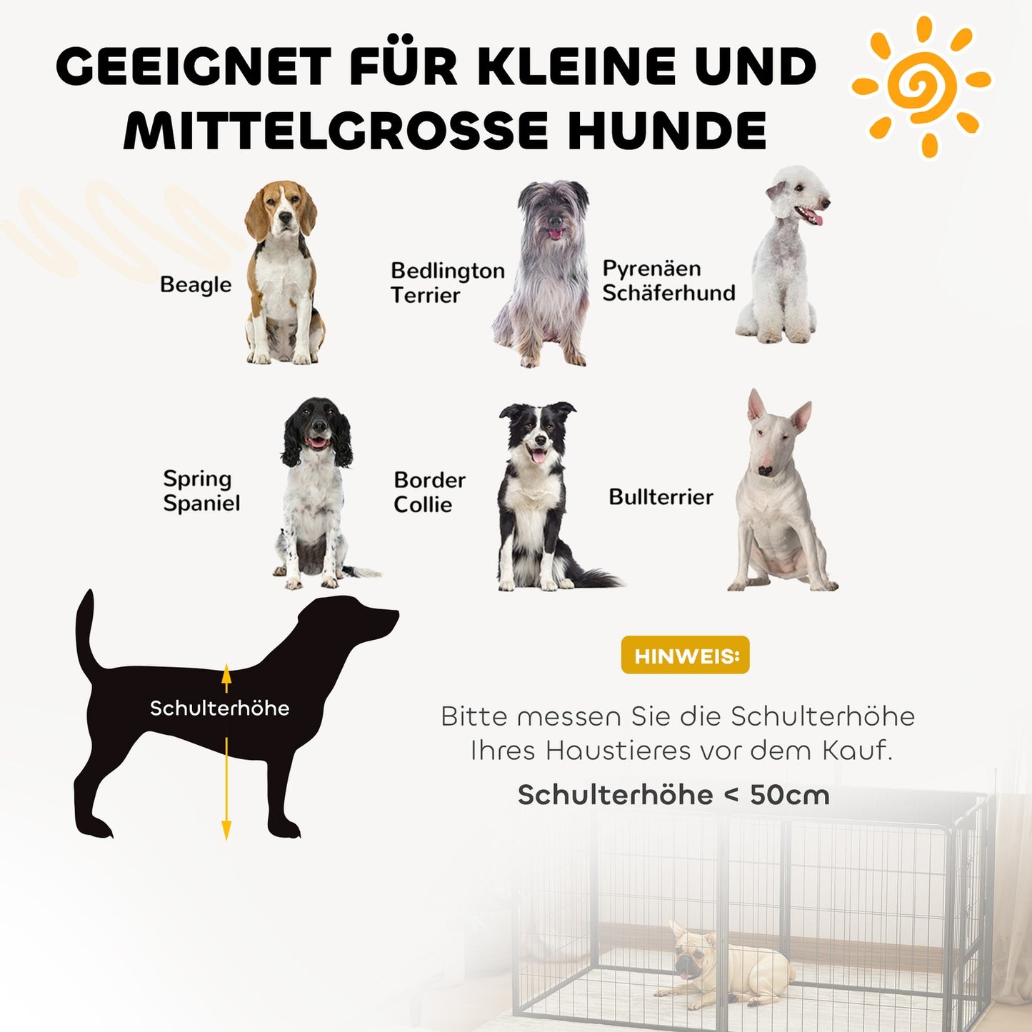 Outdoor dog fence panels, set of 2 - 80 x 80 cm, black