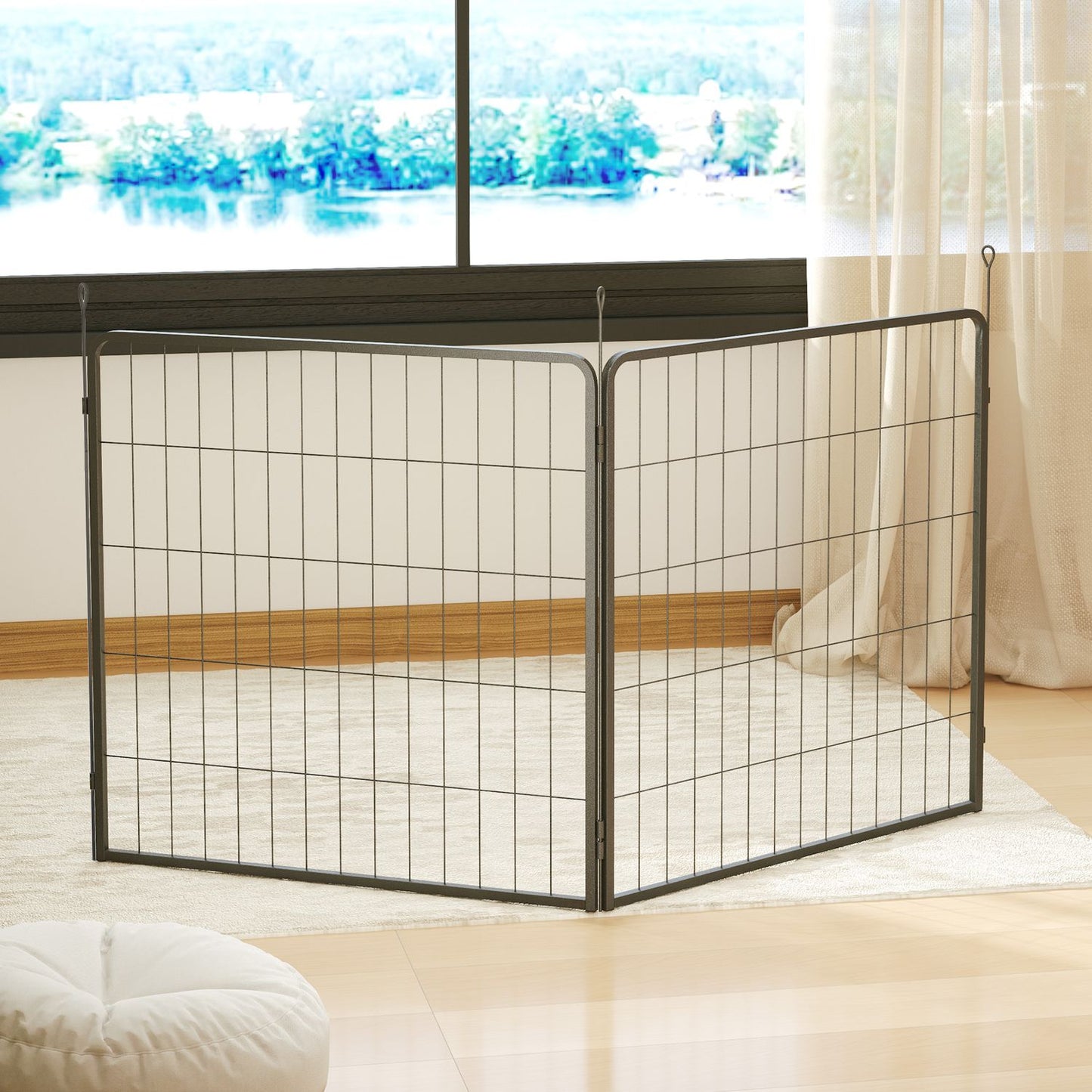 Outdoor dog fence panels, set of 2 - 80 x 80 cm, black