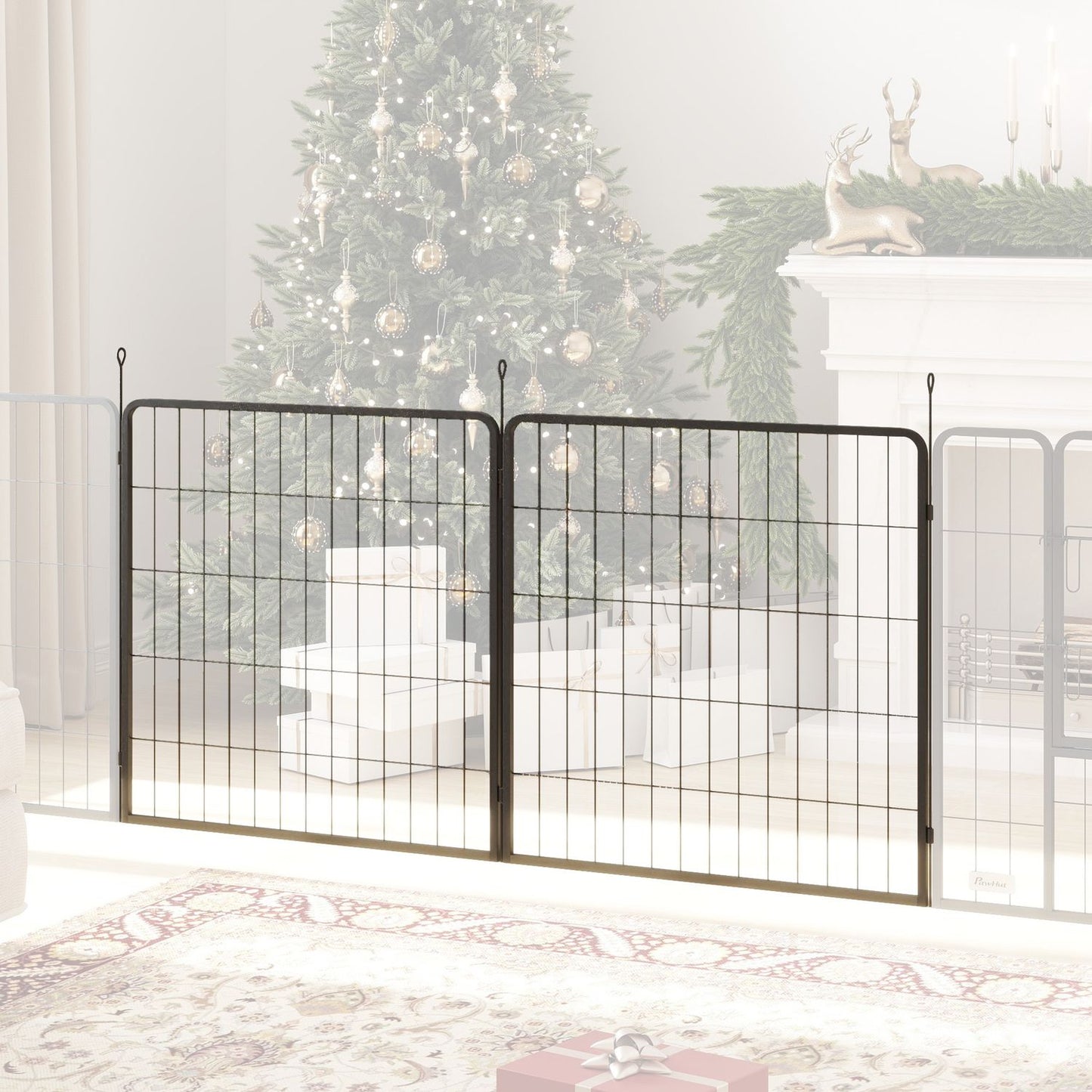Outdoor dog fence panels, set of 2 - 80 x 80 cm, black