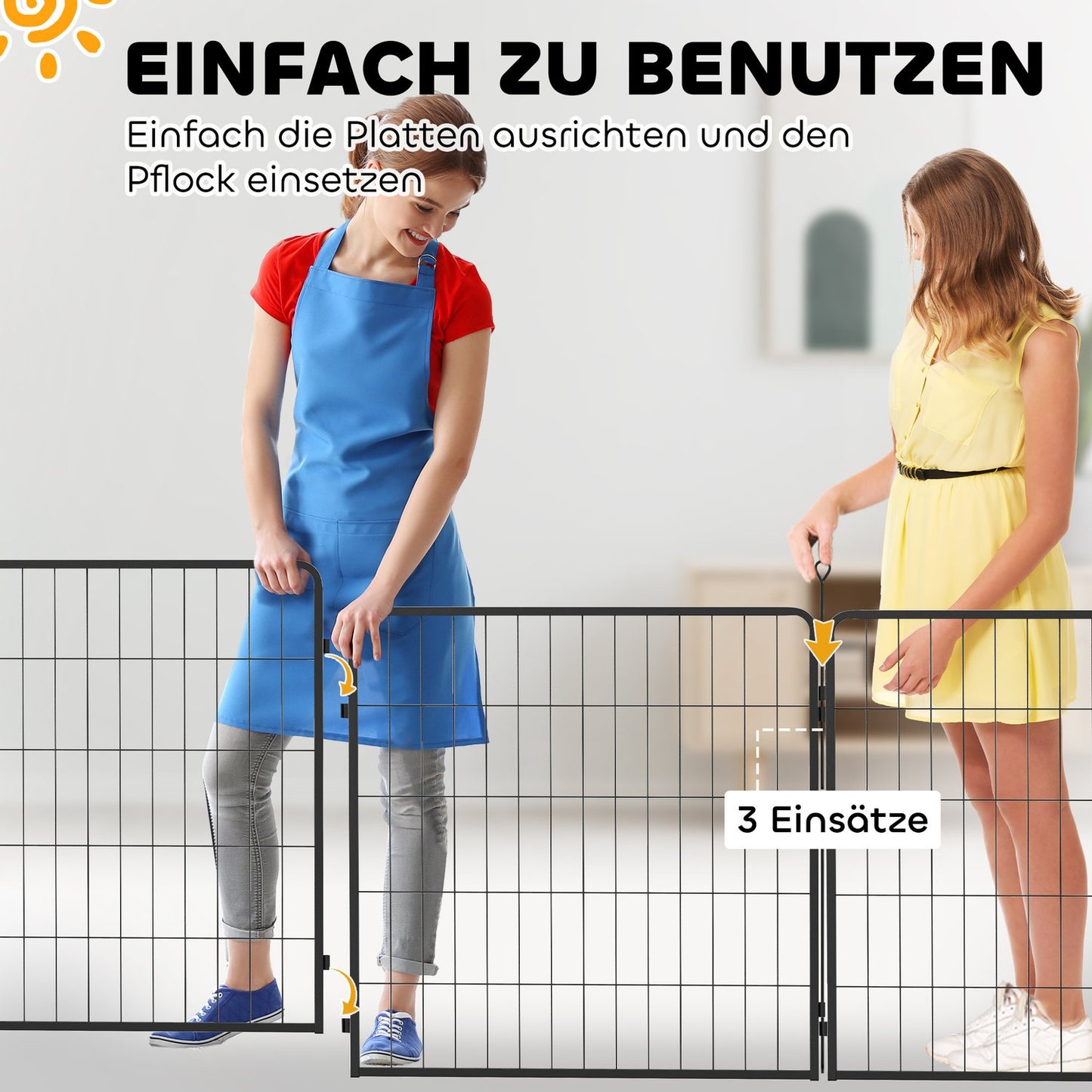 Outdoor dog fence panels, set of 2 - 80 x 80 cm, black