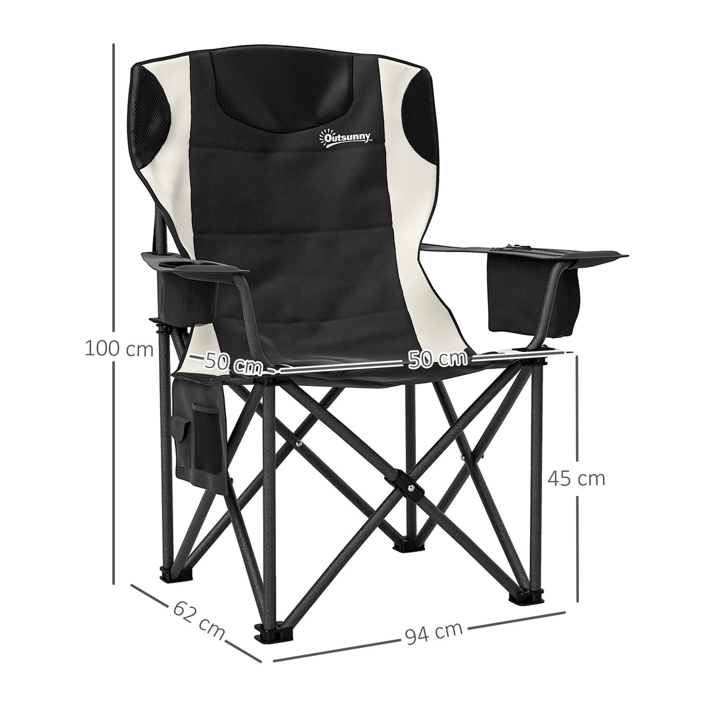 Folding camping chairs Set with armrests & cooler bag