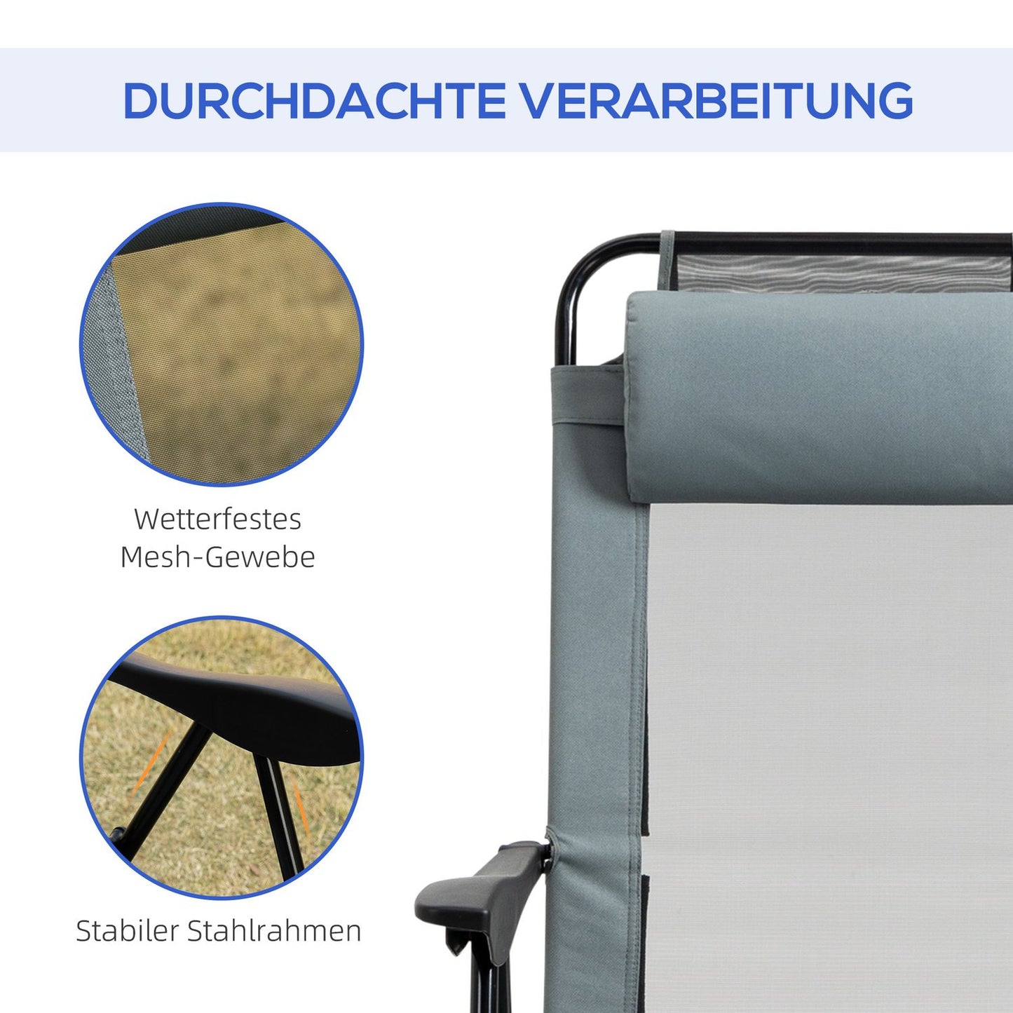 Folding garden chairs, adjustable backrest, 120 kg capacity