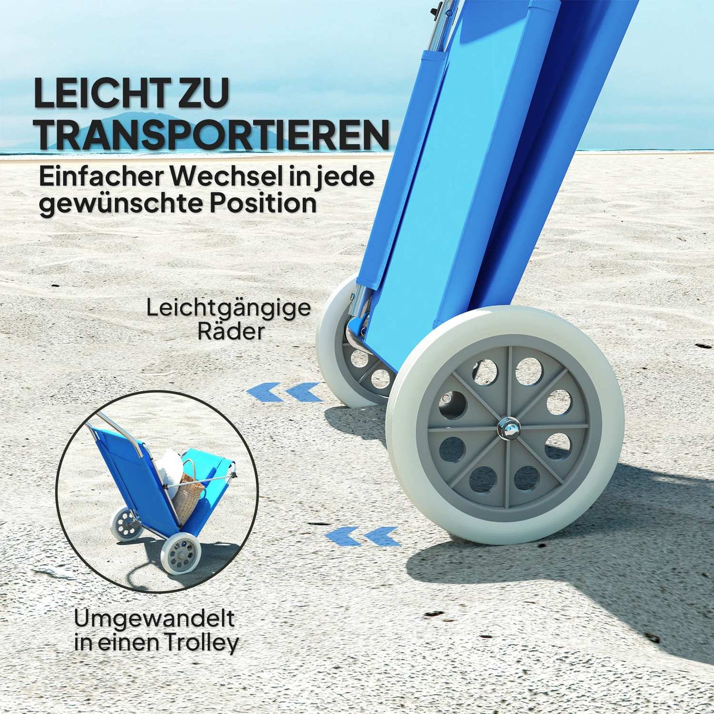 Folding sun lounger set, weatherproof, adjustable, blue